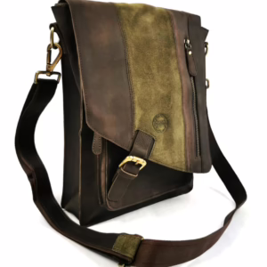 Lady's Secret - Compacte Tas in Mos-zacht Suède met Matbruin Leder